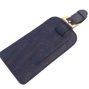 CHICO’S FAUX LEATHER BLUE LUGGAGE TAG • 6.25”